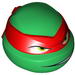 Minifig Head Modified Ninja Turtle with Red Mask and Teeth Showing on One Side Print (Raphael)