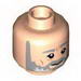 Minifig Head Beard with SW Gray Beard and Eyebrows, Lines under Eyes, Furrowed Brow, White Pupils, Lines on Cheeks Print (SW Obi-Wan) [Hollow Stud] 