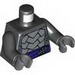 Torso Armor with Dark Purple Belt with Silver Clasp, Dark Bluish Gray Trim Print / Black Arms / Dark Bluish Gray Hands