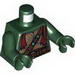 Torso Turtle Shell with Dark Brown Belts, Silver Buckles and Dark Red Scarf Print / Dark Green Arms / Dark Green Hands