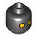 Minifig Head Alien with SW Jawa, Yellow Eyes with Orange Rim Print [Hollow Stud] 