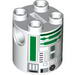 Brick Round 2 x 2 x 2 Robot Body with Black Lines and Green Print (R2 Unit)