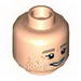 Minifig Head Male SW Dark Tan Eyebrows, White Pupils, Stubble and Age Lines Print (Owen Lars) [Hollow Stud]