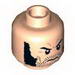 Minifig Head Dual Sided Bushy Black Eyebrows and Long Thick Sideburns, Frown / Goggles, Angry Print [Hollow Stud]