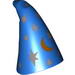 Minifig Hat, Cone Drooping with Wizard Gold Moon and Silver Stars Print
