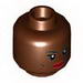 Minifig Head Dual Sided Female Thin Black Eyebrows, Cheek Lines, Red Lips / Bared Teeth with White Eyes Print (Storm) [Hollow Stud]