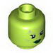 Minifig Head Dual Sided Alien Female Silver Wrinkles, Eyelashes, Green Lips, Smiling / Angry Print [Hollow Stud]