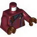 Torso Jacket with Silver Side Buttons and Gold Badge Print / Dark Red Arms / Reddish Brown Hands
