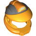 Minifig Helmet Space with Pipes and Mouth Grille with Control Panel and Dark Bluish Gray and Orange Markings Print