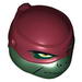 Minifig Head Modified Ninja Turtle Type 2 with Dark Red Mask and Headcovering Print (Raphael)