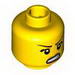 Minifig Head Female, Thin Eyebrows, Angry Mouth, Scar on Cheek Print [Hollow Stud]