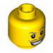 Minifig Head Moustache Dark Tan Thin, Goatee, Wide Smile with Teeth Print [Hollow Stud]