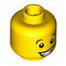 Minifig Head Brown Eyebrows, Wide Eyes and Smile with Teeth Print [Hollow Stud]