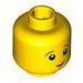 Minifig Head Dark Orange Eyebrows, White Pupils, Crooked Smile and Chin Dimple Print [Hollow Stud]
