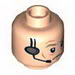 Minifig Head Male Dark Tan Eyebrows, Wrinkles and Headset Print (SW General Veers) [Hollow Stud]