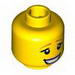 Minifig Head Dual Sided Female Dark Orange Eyebrows, Eyelashes, Bright Pink Lips, Smiling / Eyes Closed, Kissing Print [Hollow Stud]