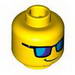 Minifig Head Glasses with Blue Sunglasses and Crooked Smile Print [Hollow Stud]