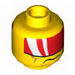 Minifig Head Dual Sided Red Visor with 2 White Bands, Cheek Lines, Mouth Closed / Clenched Teeth Print [Hollow Stud]