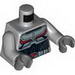 Torso Armor with Black and Red Lines on Chest and Silver Belt with Red Buckle Print / Light Bluish Gray Arms / Dark Bluish Gray Hands