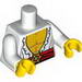 Torso Open Shirt with Frills, Red Waist Sash and Gold Helm Buckle Print / White Arms / Yellow Hands