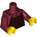 Torso Armor Plate Dark Brown with Copper Rivets Print / Dark Red Arms / Yellow Hands