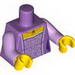 Torso Female Dress with Lavender Embroidery, White Trim and Gold Necklace Print / Lavender Arms / Yellow Hands