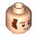 Minifig Head Male Brown Eyebrows and Long Sideburns, Frown and Furrowed Brow Print (SW Imperial Officer) [Hollow Stud]
