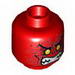 Minifig Head Alien with Yellow Eyes, Dark Red Wrinkles, Bared Teeth Print [Hollow Stud]