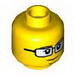 Minifig Head Dual Sided Black Glasses, Reddish Brown Eyebrows and Goatee, Closed Mouth / Scared Open Mouth Print [Hollow Stud]