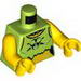 Torso Female Lime Ripped Shirt with Black Toxic Symbol and Studded Collar Print / Yellow Arms / Yellow Hands