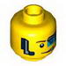 Minifig Head Dual Sided Digital Eye Glass over Left Eye, Smirk / Determined Print (Curtis Bolt) [Hollow Stud]