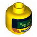 Minifig Head Male with Dark Green Pixelated Visor, Sideburns and Bared Print (Terabyte) [Hollow Stud]