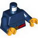 Torso Bare Chest with Muscles Outline and Red Belt with X-Men Logo Belt Buckle Print / Dark Blue Arms / Bright Light Orange Hands