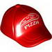 Minifig Cap - Short Curved Bill with Seams and Button on Top with White 'PIZZA' and Pizza Slice Print