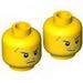 Minifig Head Dual Sided Light Bluish Gray Beard Stubble, Moustache and Eyebrows, Scar, Determined / Smirk Print (Solomon Blaze) [Hollow Stud]