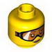 Minifig Head Female Glasses with Orange Goggles and Buff Lipstick Print [Hollow Stud]