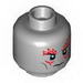 Minifig Head Dual Sided Dark Bluish Gray Cheek Lines, Red Tattoos on Front and Back Print [Hollow Stud]