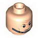 Minifig Head Dual Sided Brown Eyebrows, Cheek Lines, Forehead Lines, Smiling / Determined, Chin Strap Print [Hollow Stud]