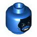 Minifig Head Dual Sided Alien Black Face, Gray Eyebrows, Angry, Mouth Closed / Clenched Teeth Print [Hollow Stud]