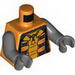 Torso Spacesuit with Brown and Orange Straps and Green Light on Reverse Print / Dark Bluish Gray Arms / Dark Bluish Gray Hands