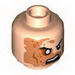 Minifig Head Male Right Eye Scarred Area and No Pupil, Open Mouth Angry Print (Shredder) [Hollow Stud]
