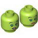 Minifig Head Dual Sided Alien Female with Swashbuckling Smile, Green Eyes, Pink Lipstick / Frown Print (SW Hera Syndulla) [Hollow Stud]
