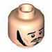 Minifig Head Dual Sided LotR Bard Long Black Sideburns, Moustache, Goatee, Frowning / Angry with Mud Splotches Print [Hollow Stud]