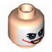 Minifig Head Dual Sided White Mask with Green Eyes, Red Scars, Open / Closed Mouth Print (Joker) [Hollow Stud]