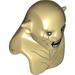Minifig Head Modified Azog with Dark Tan Markings on Face and Chest, Light Blue Eyes and Wide Open Mouth Print