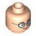 Minifig Head Dual Sided Glasses, White Pupils, Smile / Scared with Teeth Print (Egon Spengler) [Hollow Stud]