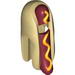Minifig Head Cover, Hot Dog Costume with Dark Red Sausage and Yellow Mustard Print