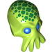 Minifig Head Modified Alien with 4 Mouth Tentacles and Blue Eyes and Green Spots Print