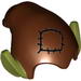 Minifig Hat, Elf Drooping with Pointy Ears with Reddish Brown Top and Patch Print