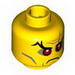 Набор LEGO Minifig Head Alien with Red Sunken Eyes, Black Eyebrows, Scar over Left Eye, Cheek Lines and Wrinkles Print [Hollow Stud], Желтый